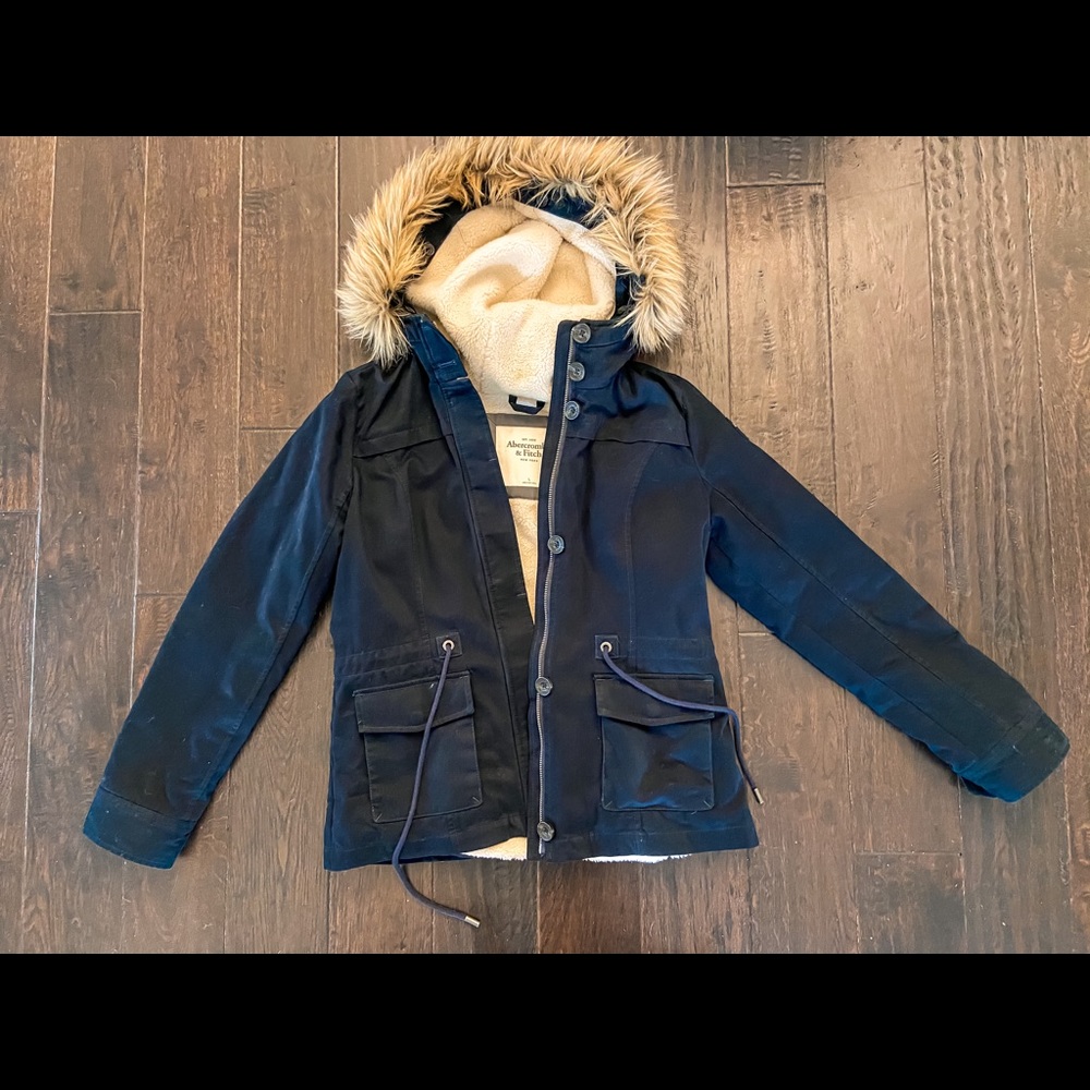 Navy Abercrombie and Fitch Sherpa Jacket